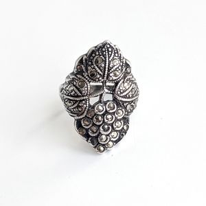 Small Sterling and Marcasite Art Nouveau Ring Sz 4.75